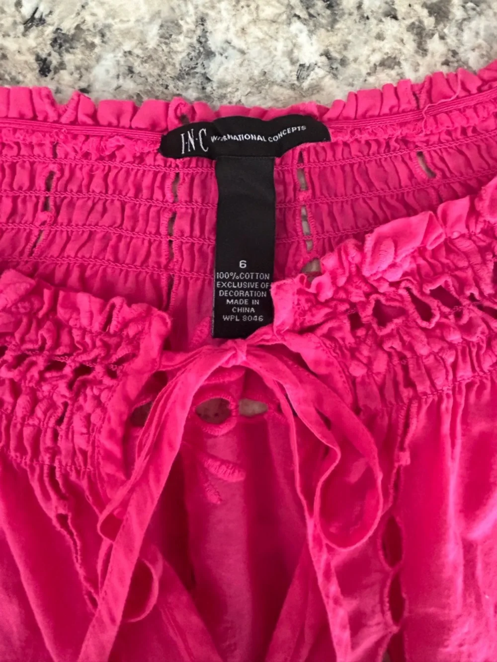 INC International Concepts Pink Eyelet Embroidered Boho Blouse and Cami Size 6